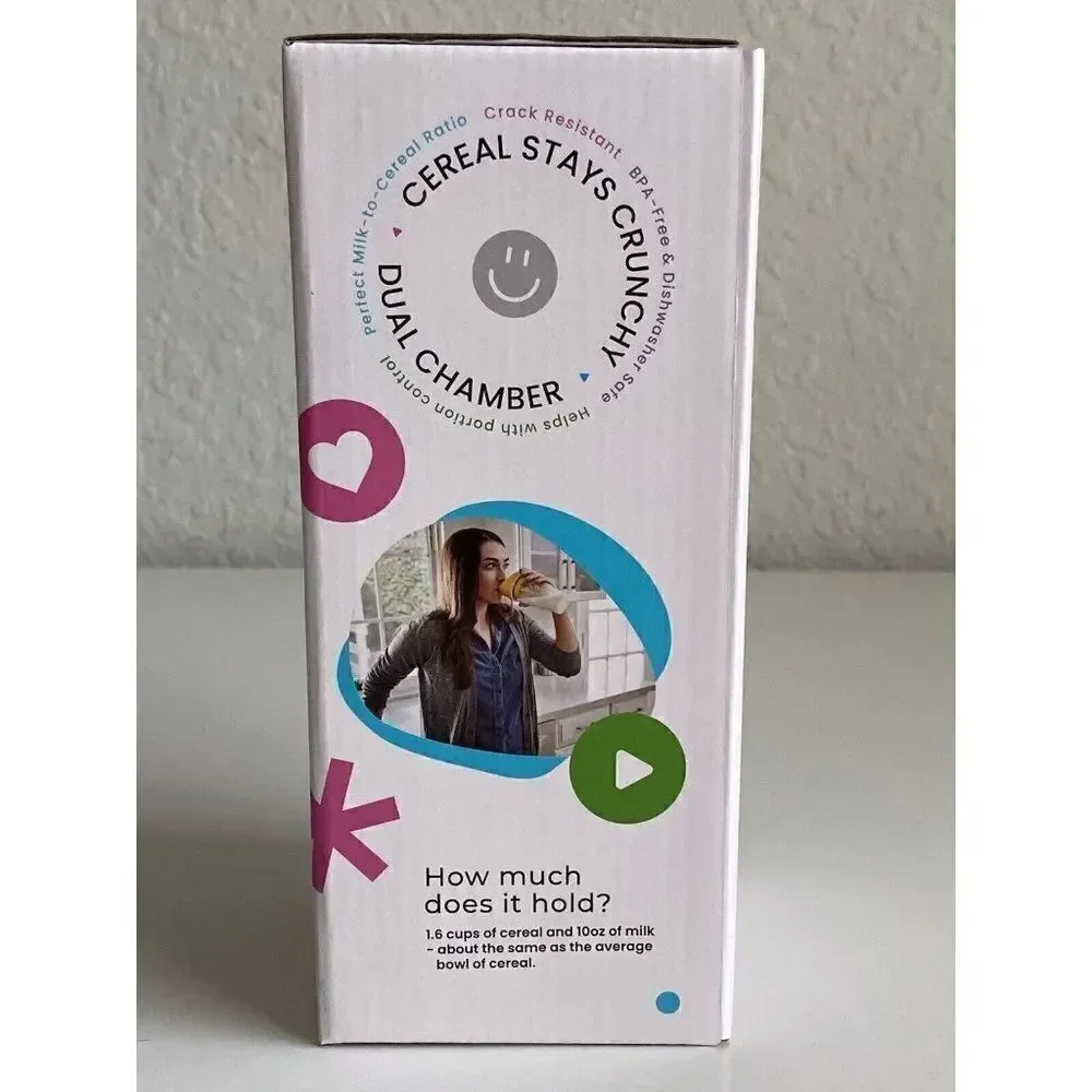 The CrunchCup Never Soggy Portable Cereal & Milk for Cereal on the Go‎ Pink NEW